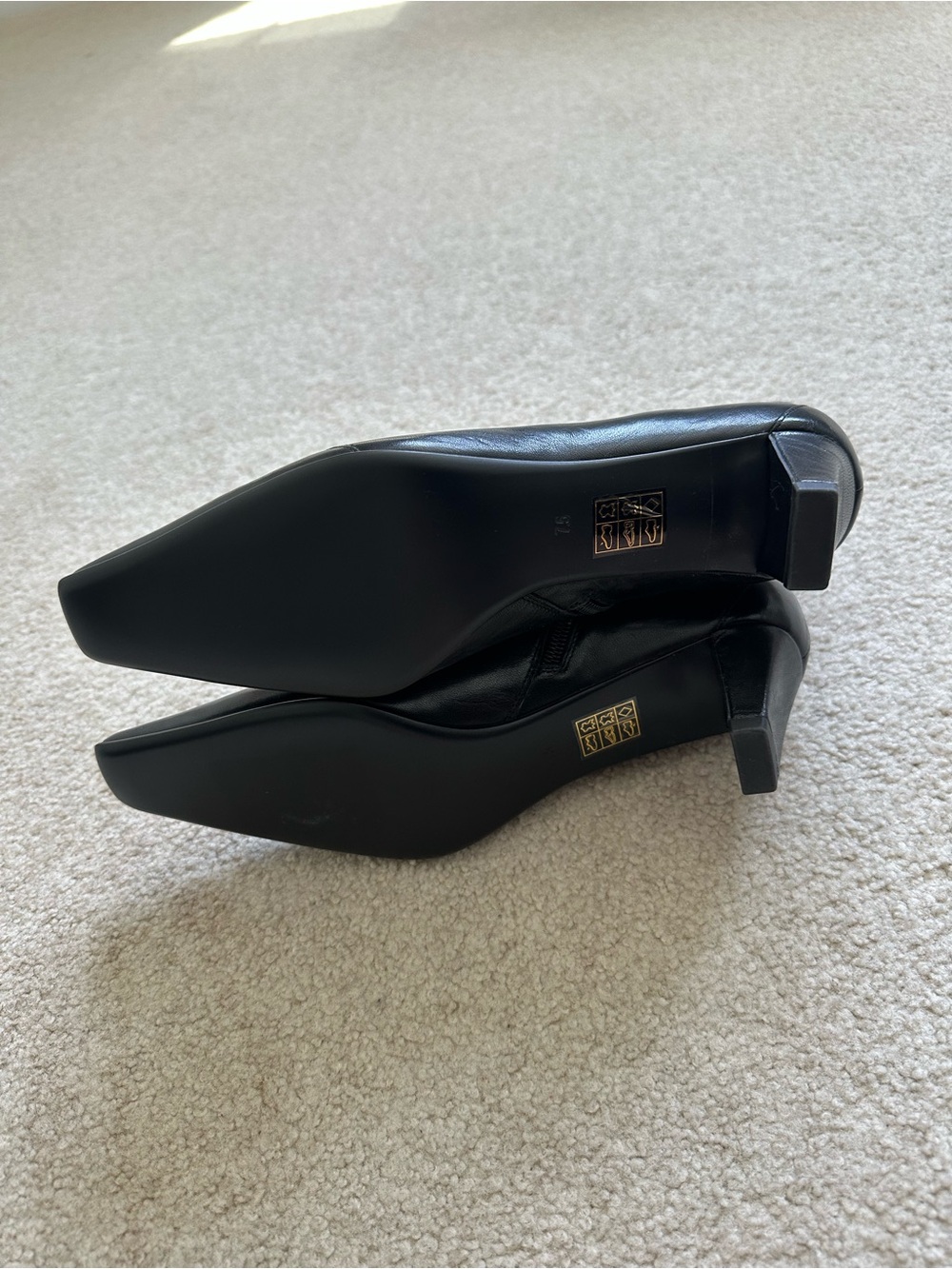 Jeffrey Campbell Black Leather Square-Toe Zip Ankle Booties - Picture 5 of 7